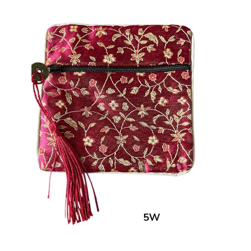 Pochette cadeau soie,fermeture éclair,carré,11,5cm sur 11,5 cm,4 modèles au choix