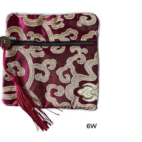 Pochette cadeau soie,fermeture éclair,carré,11,5cm sur 11,5 cm,4 modèles au choix