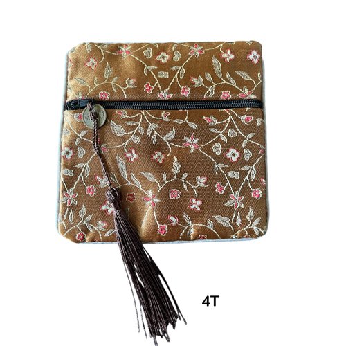 Pochette cadeau soie,fermeture éclair,carré,11,5cm sur 11,5 cm,4 modèles au choix