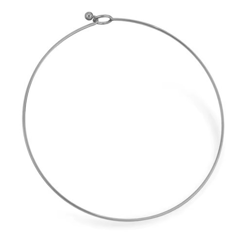 Collier ras de cou,acier inoxydable 304 argent,jonc,rigide,44/43 cm,fermoir boule