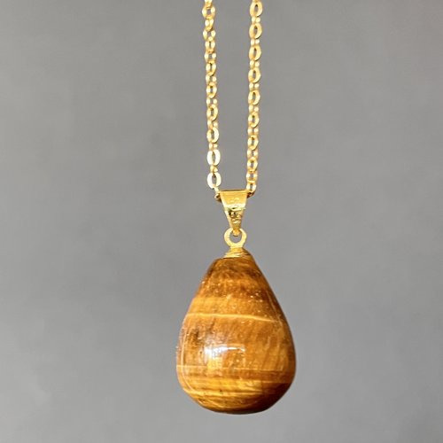 Perle goutte en oeil de tigre ,bélière en acier inoxydable 24 mm