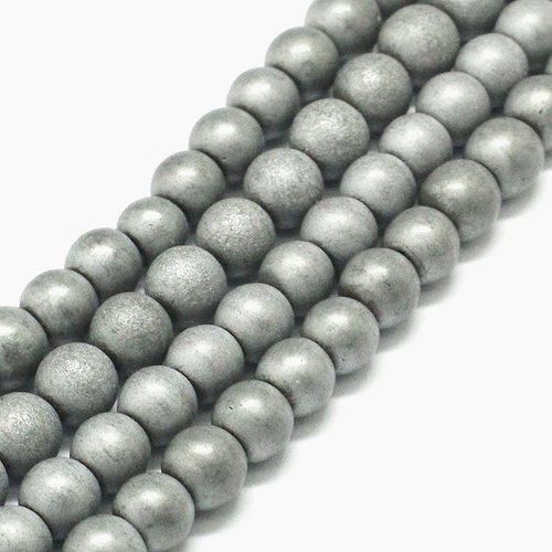 Perle hématite argent mat 6 mm rond,lot de 20 perles
