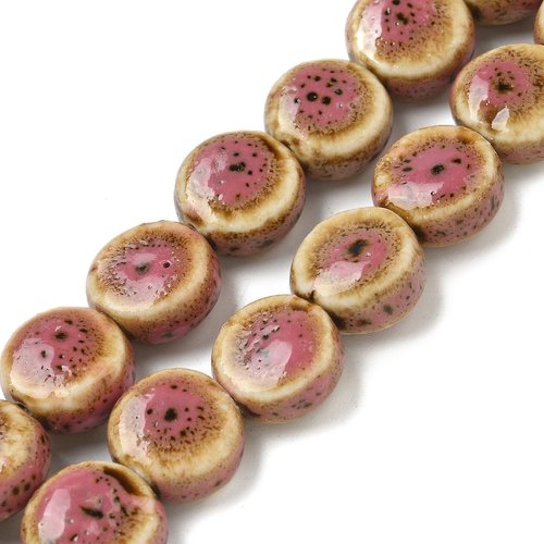 Perle céramique du pérou,plat rond,12.5~13x7mm, trou: 1.5mm,lot de 10 perles