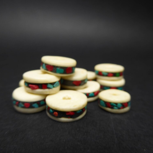 Perle mala en os de yak blanche,pour médiation,10 mm,lot de 6 pcs