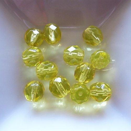 12 perles cristal bohême 8 mm jonquille vb 39-12 pour création de bijous, décoration et loisirs créatifs 