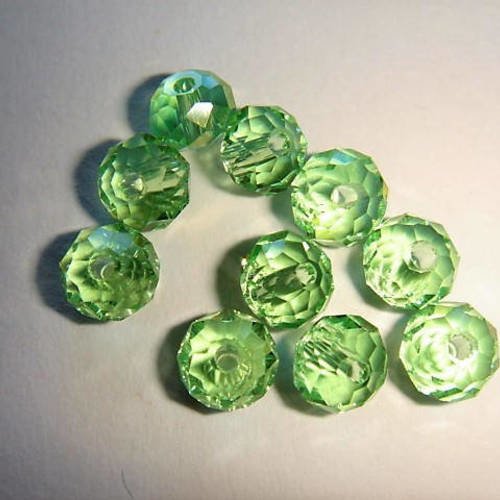 10 perles cristal 6 x 4 vert d'eau pour créations bijoux, boucles d'oreilles, colliers, bracelets, décoration, loisirs créatifs