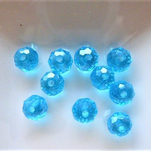 10 perles cristal 6 x 4 bleu turquoise pour créations bijoux, loisirs créatifs, décoration et travaux manuels