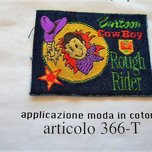 Applique, cow boy cartoon, rough rider écusson 366 t 2 patch 6.7 cm pour décoration couture, vêtements et accessoires