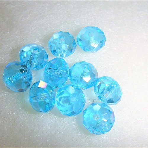 20 perles cristal ab  6 x 4 mm aigue marine pevc 01 pour créations bijoux, boucles d'oreilles, bracelets, décoration et loisirs créatifs