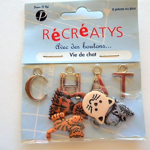 Chats lettres et botons accessoires décoration loisirs et créations kit récréatys pour créations couture, carterie et scrapbooking