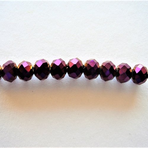 10 perles en cristal ab briolettes 8 mm x 6 mm irisé pourpre pevc 45 pour création bijoux, décoration, embellissement couture