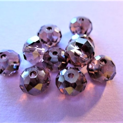 10 perles cristal  briolettes à facettes 8 x 6 mm mauve lie de vin pevc 119 pour créations bijoux et décoration accessoires