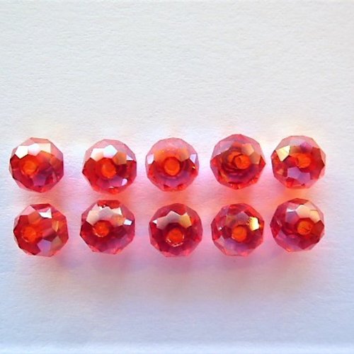 Perles cristal ab briolettes 6 x 4 mm rouge pevc 126 pour création bijoux, loisirs créatifs, décoration, broderie couture