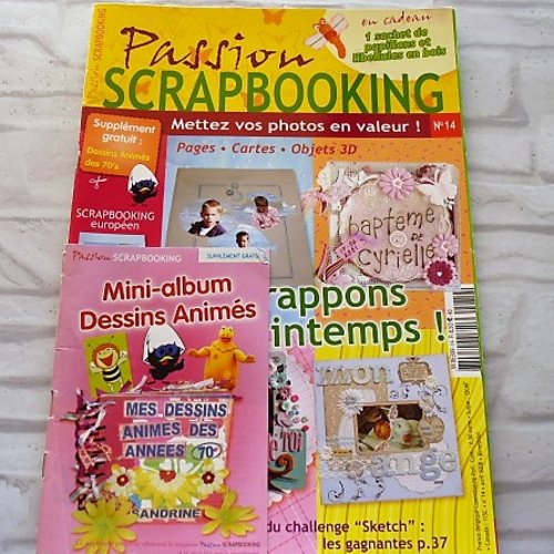 Livre passion scrapbooking n° 14 créations papier, mini album dessins animés, carterie, et divers sujet le printemps