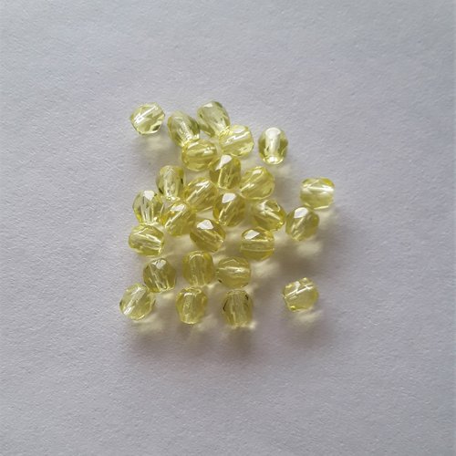 25 perles cristal bohème à facettes 4 mm couleur jonquille pour créations bijoux, décoration et loisirs créatifs