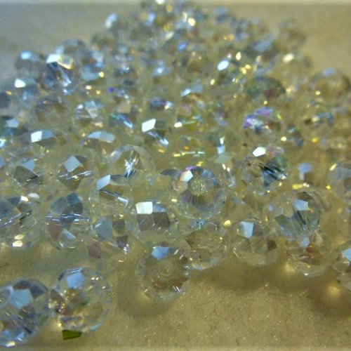 20 perles cristal ab couleur diamant 6 x 4 mm pour créations bijoux, boucles d'oreilles, colliers, bracelets
