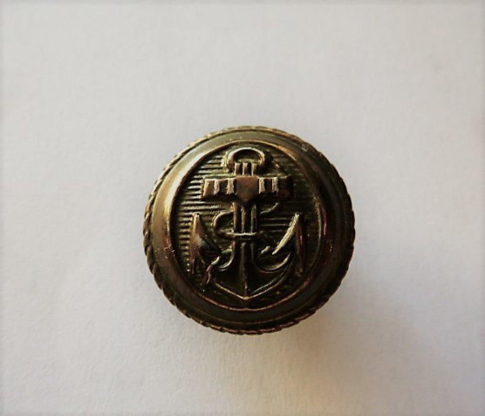 1 bouton ancien en verre noir et bronze rosace fleur 22mm button 
