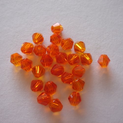 25 toupies 4 mm cristal ab couleur orange yellow