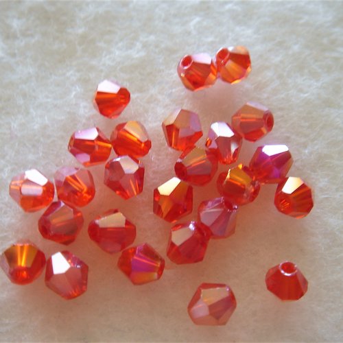 25 toupies 4 mm cristal ab couleur rouge red