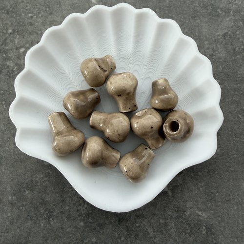 Lot de 10 perles céramique 911b tons gris déstockage
