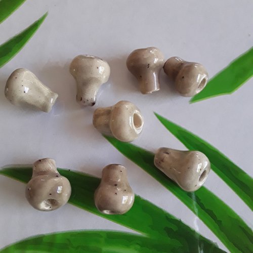 Lot de 8 perles céramique 900 m tons gris beige déstockage