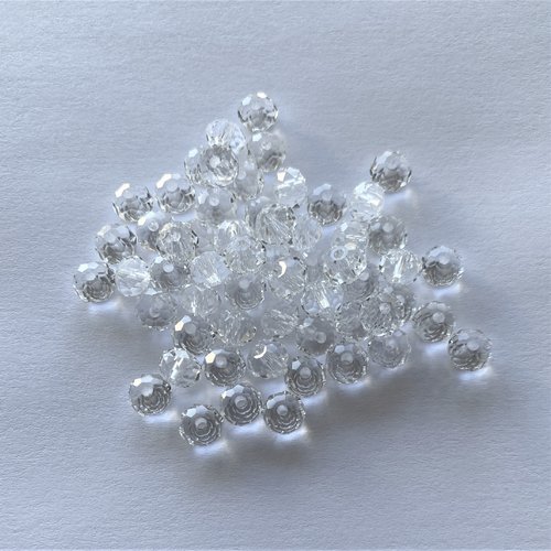 10 perles facettes en cristal translucide qualité ab  6 x 4 mm avec traitement de surface