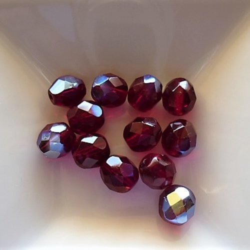 12 perles cristal ab bohème 8 mm rouge siam