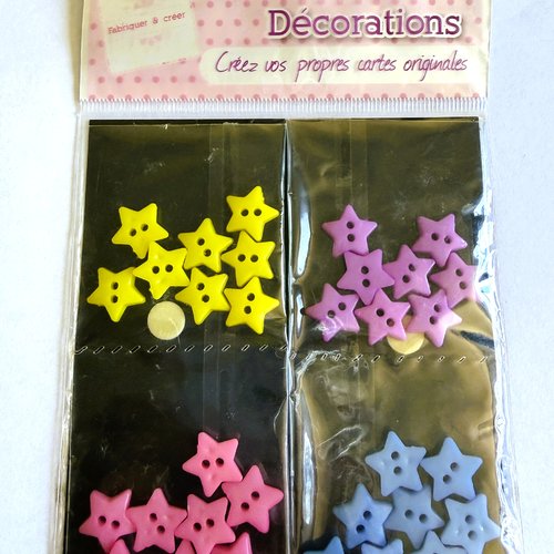 32 boutons étoiles multicolores