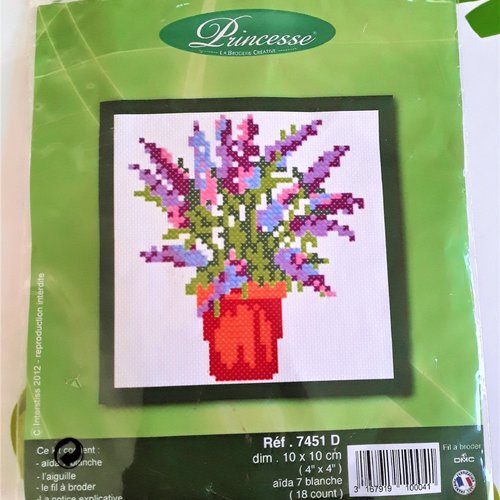 Kit broderie point de croix bouquet de lavande