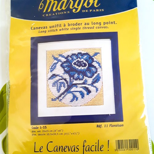 Kit broderie fleur bleu créations margot