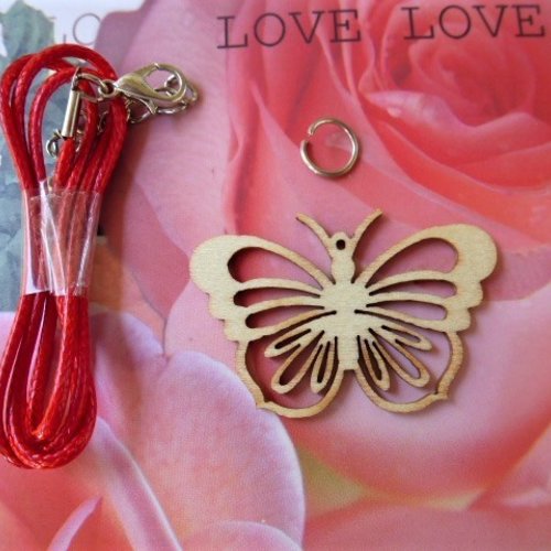 Kit créatif collier modèle papillon cordon rouge