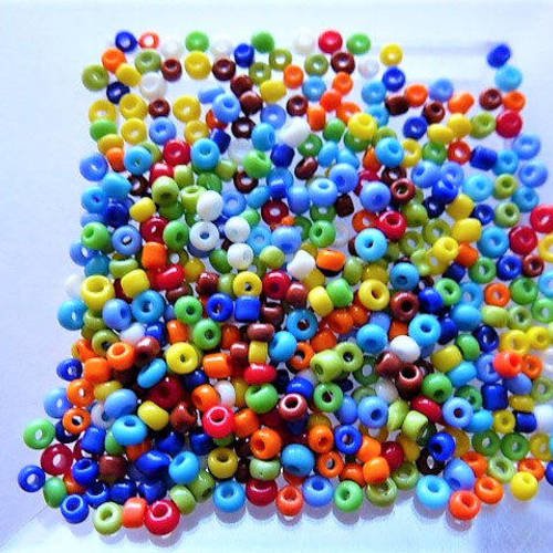 Perles verre mini rocaille multicolore sachet équivalence d'1 tube pe 509 pour création bijoux, couture et travaux manuels