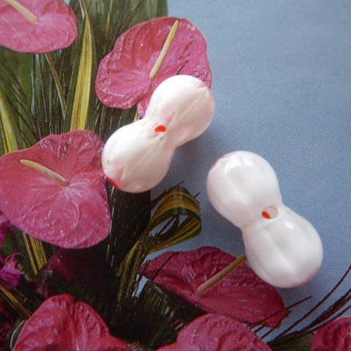 2 perles double verre fleurs millefiori 16 mm x 8 mm diamètre
