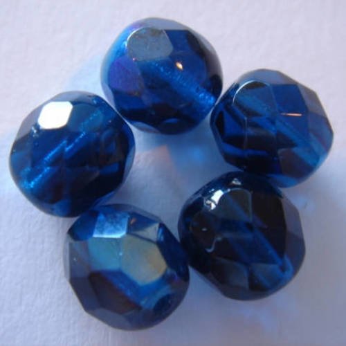 5 perles cristal ab bohème 8 mm bleu indicolyte pe 29-5 pour créations bijoux 