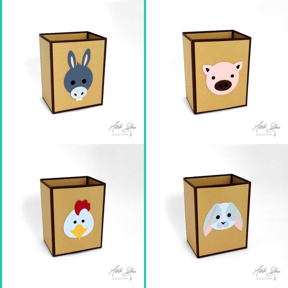 Cookies Box Theme Animaux Singe Lion Renard Ours Ane Cochon Lapin Poule Poussin Anniversaire Bapteme Lot De 4 Boites Un Grand Marche