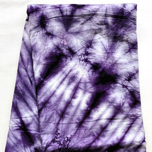 Coupon tissu africain tie & dye par 130 x 107 cm/ tissu 100% coton/ violet et blanc cassé