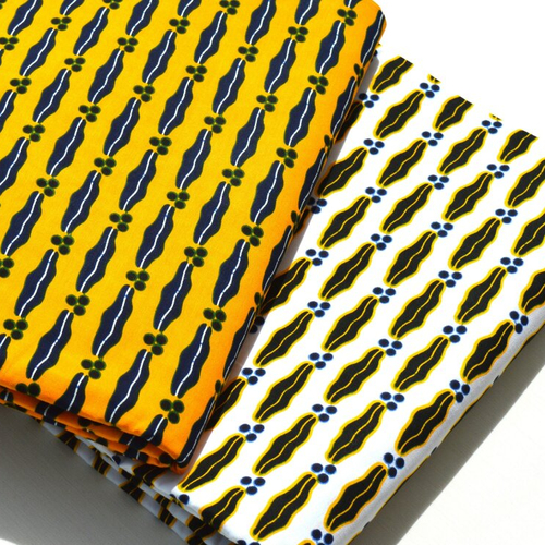Tissu wax 45 x 116 cm, ankara wax 100% coton, coupon wax, tissu imprimé africain, motif "mari capable", couleur jaune orangé et blanc