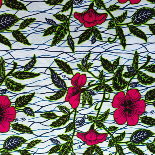 Coupon wax, tissu wax par 1/2 yard (45 cm), ankara wax 100% coton, ankara fabric, wax fabrics, pagne africain hibiscus rose ou jaune