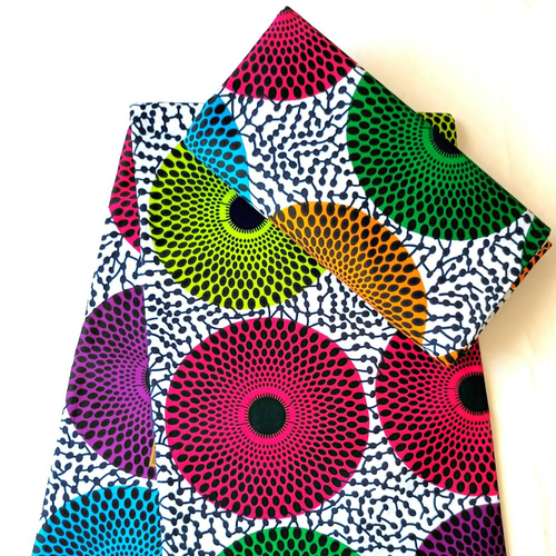 Tissu wax par 45 cm, ankara wax 100% coton, tissu ankara, coupon tissu imprimé africain, motif "grand disque" multicolore