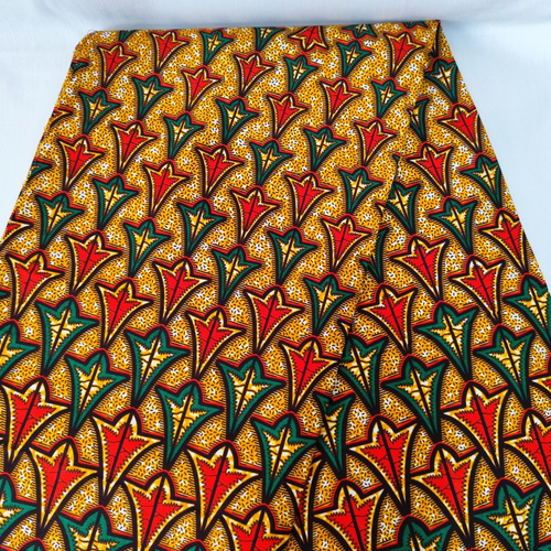 Coupon wax 100% coton, tissu wax par 45 cm x 115 cm, ankara wax, ankara fabric, wax fabrics, pagne africain couleurs orange