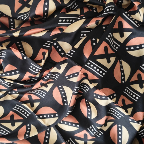 Satin wax bogolan vendu par 90 cm/1 yard, silk wax et sa mousseline pour vos vêtements/idée cadeaux/motif bogolan