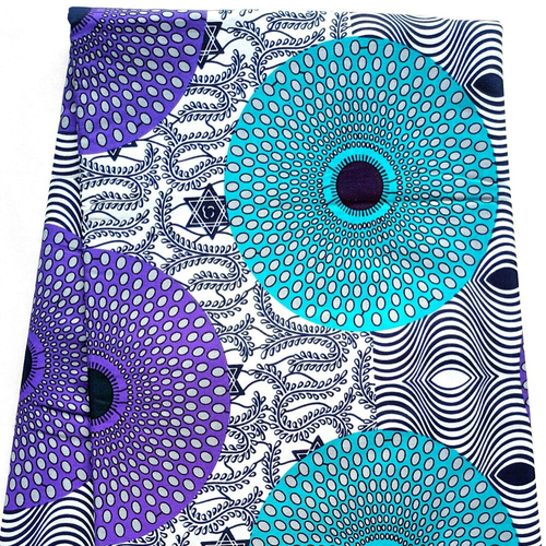 Tissu wax africain/ ankara wax 100% coton/  coupon wax/ african print 45 cm * 115 cm/ patchwork "disque", "etoile" "œil de ma rivale" bleu