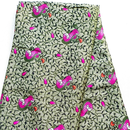 Satin wax, 4 yards en satin et 2 yards en mousseline, tissu satin wax avec mousseline pour vos vêtements/idées cadeaux/motif "feuilles"