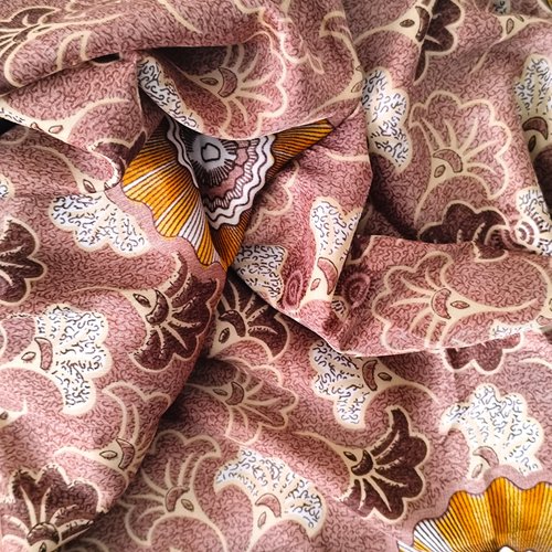 Satin wax vendu par 90 cm/1 yard, silk wax et sa mousseline pour vos vêtements/idée cadeaux/motif fleur de mariage