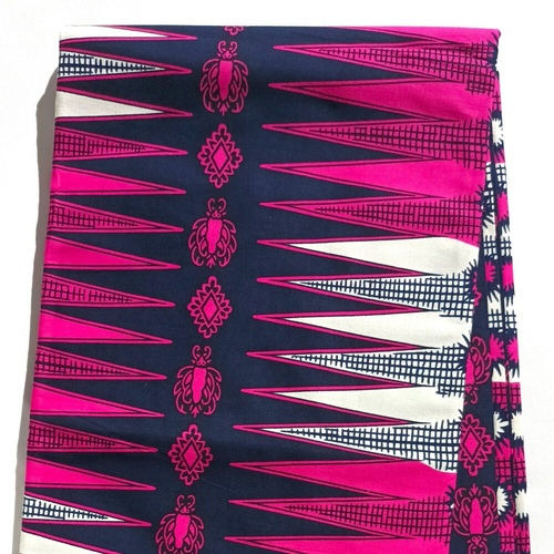 Coupon wax, tissu wax, ankara wax 100% coton, ankara fabric, tissu wax par 1/2 yard, pagne africain à motif "crayon" rose