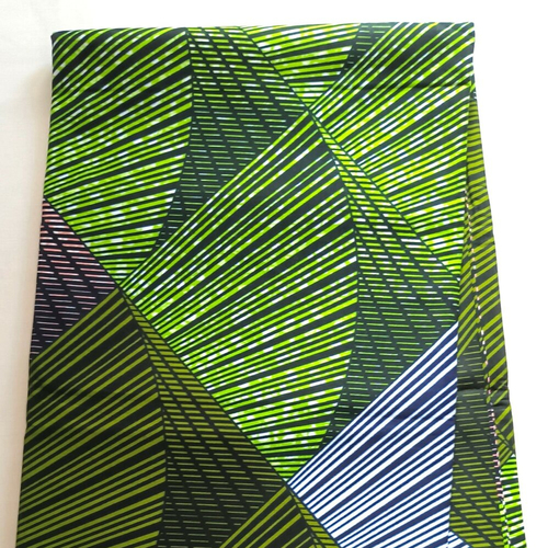 Tissu wax/ coupon wax 45 x 116 cm/ ankara wax 100% coton/ tissu ankara/ african print fabric/ pagne africain vert/motif géométrique
