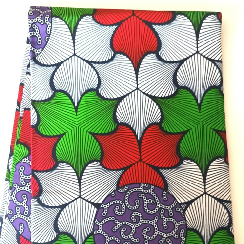 Tissu wax africain/ ankara wax 100% coton/ motif disques/ tissu ankara / african print fabric/ coupon wax  rouge, vert, blanc et violet