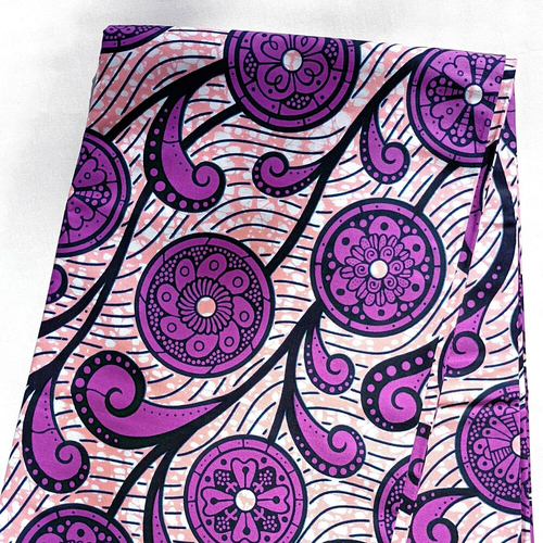Coupon wax, tissu wax par 1/2 yard (45cm), ankara wax 100% coton, ankara fabric, wax fabrics, tissu africain, motif "disque", couleur violet