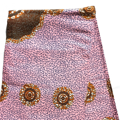 Coupon wax, tissu wax par 1/2 yard (45 cm), ankara wax 100% coton, ankara fabric, wax fabrics, pagne africain "disque", couleur rose saumon