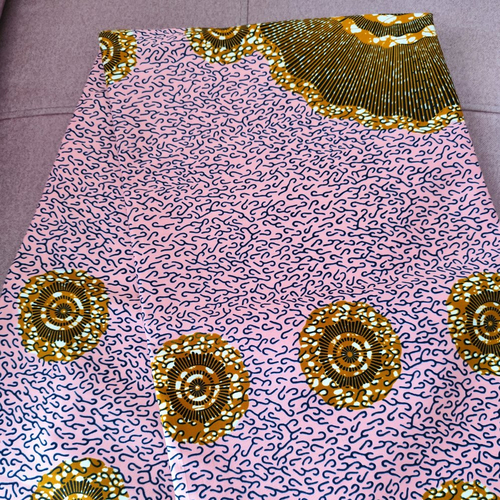Coupon wax, tissu wax par 1/2 yard (45 cm), ankara wax 100% coton, ankara fabric, wax fabrics, pagne africain "disque", couleur rose saumon